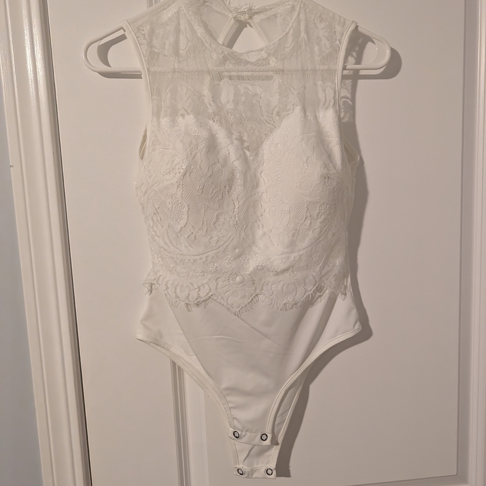 Elegant White Lace Bodysuit